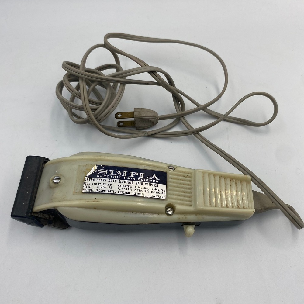 Vtg Simpla‎ Extra Heavy Duty Electric Hair Clipper Model 65 Spiegel Wahl Blade